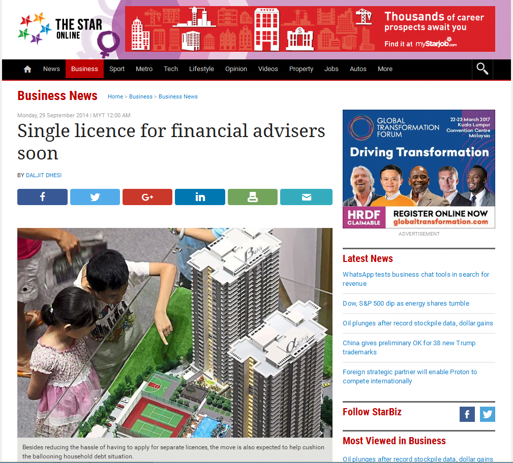 Visikewangan Single License For Financial Advisers The Star
